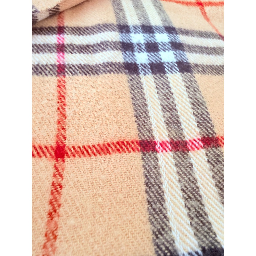 Rong Jia Cashmere Plaid Scarf Beige Nova Check Wrap Shawl 64x28 Quiet Luxury - Picture 4 of 7